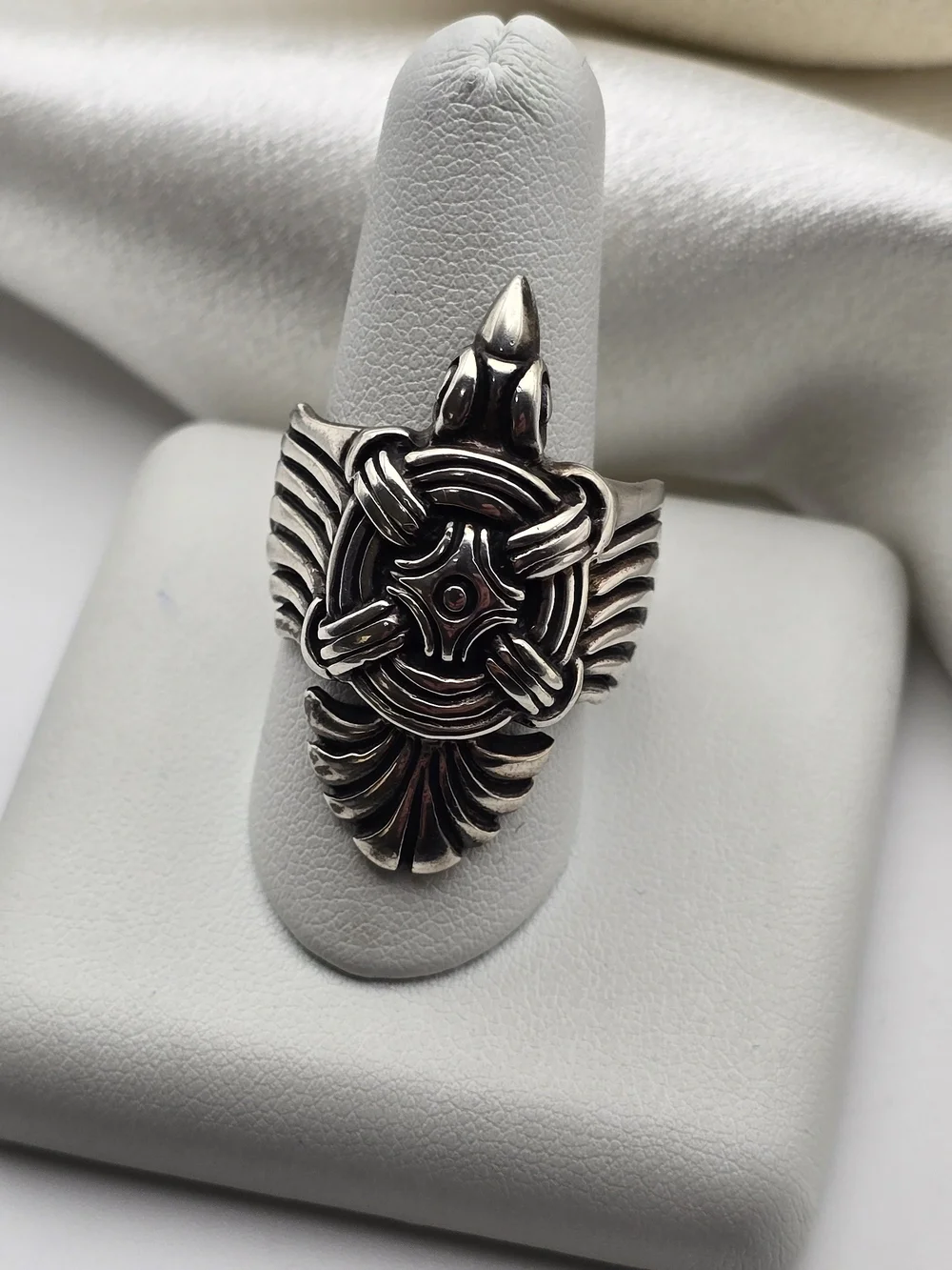 Luxury Oxidized Sterling Silver 925 Falcon Statement Ring